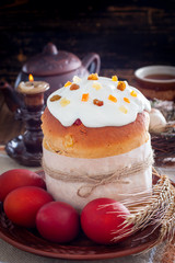 Wall Mural - Kulich, traditional Easter baking, selective focus