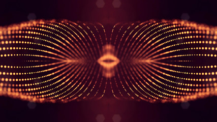 Wall Mural - microworld or sci-fi theme. 3d rendering background of glowing particles that form curved lines and 