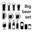 Set of beer mugs, bottles and glasses