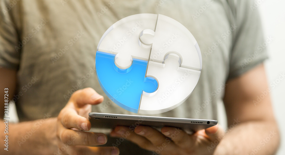 puzzle hand solution concept business.