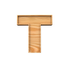 Wooden Capital Letter T. 3D Rendering