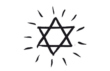Wall Mural - Star of David, set. Hand drawn illustration. Grunge star of David.