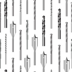 Sticker - Realistic 3d Detailed Metallic Drill Bits Seamless Pattern Background. Vector