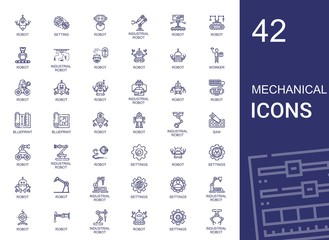 Poster - mechanical icons set