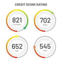 PrintCredit Score Rating Concept. Loan History Meter. 