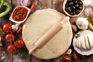 Wall Mural - assorted of pizza dough and ingredient
