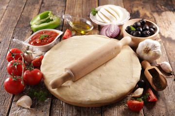 Wall Mural - assorted of pizza dough and ingredient