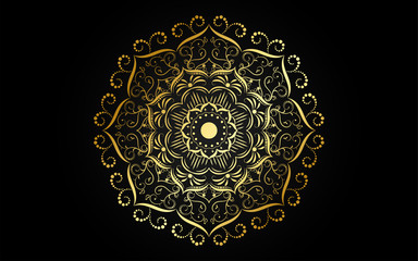 luxury mandala design with gold color, Vector mandala floral patterns with black background