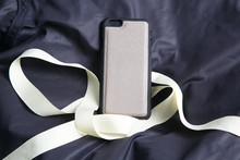 Leather Phone Case Craftsmanship Work On The White Background.