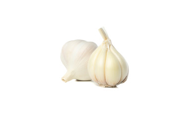 Wall Mural - Fresh garlic bulbs isolated on white background