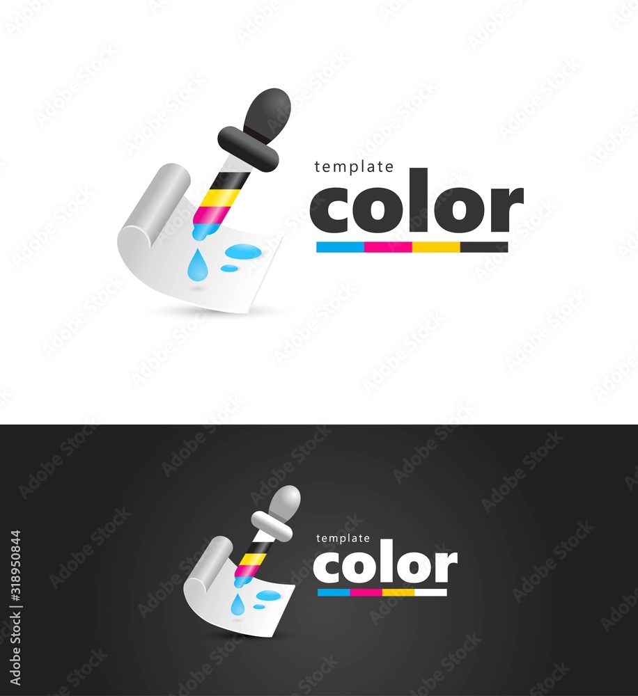 Cmyk logo pipette colored. Polygraphy theme Stock Vector | Adobe Stock