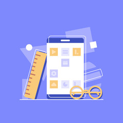 Wall Mural - app development for education,flat design icon vector illustration