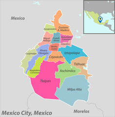Wall Mural - Map of Mexico City, Mexico