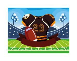 Sticker - american football shirt with ribbon on white background