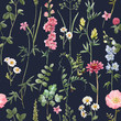 © zenina - Beautiful floral summer seamless pattern with watercolor hand drawn field wild flowers. Stock illustration.