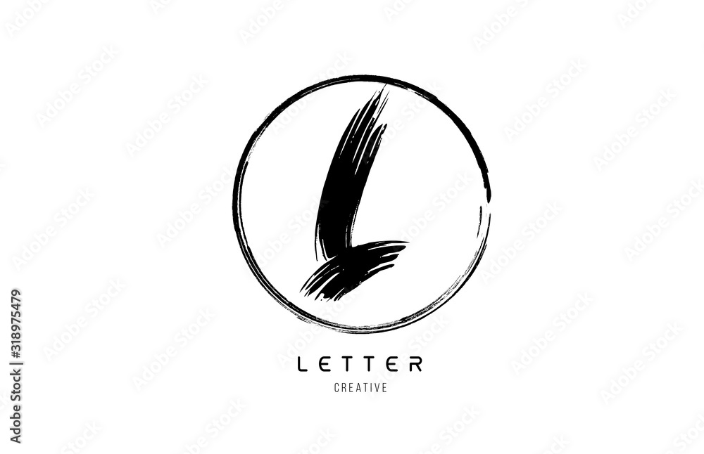 handwritten grunge L brush stroke letter alphabet logo icon design ...