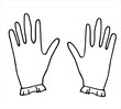 Sketch gloves illustration, vector line art. Garden clothes for protection. Picture for planting book.