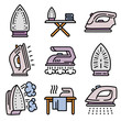 © nsit0108 - Smoothing-iron icons set. Outline set of smoothing-iron vector icons for web design isolated on white background