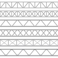 Metal Truss Girder. Steel Pipes Structures, Roof Girder And Seamless Metal Stage Structure Vector Illustration Set. Collection Of Realistic Polished Iron Or Aluminium Fences, Barriers Or Railings.