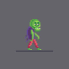 Wall Mural - Pixel art horrible zombie character.