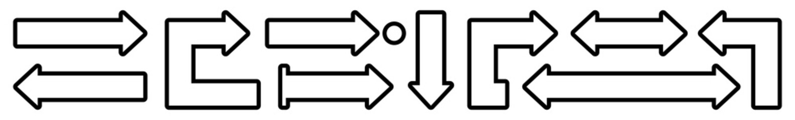 Wall Mural - arrow icon line black | arrows | infographic illustration | direction shape symbol | pointer logo | 