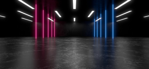 Wall Mural - beautiful composition of colored neon lights on a black background. 3d rendering image.
