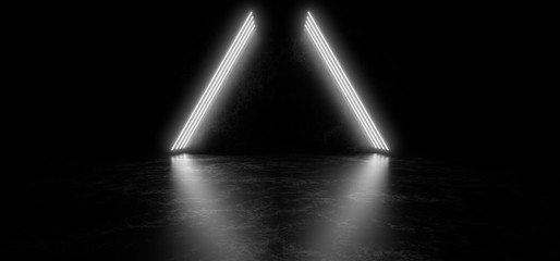 Wall Mural - Beautiful composition of white neon lights on a black background. 3d rendering image.
