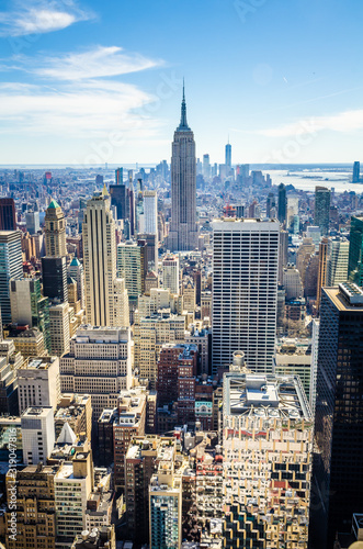 Fotografía Aerial view of Manhattan and the Empire State Building