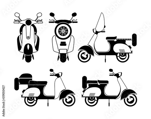 Cuadros en Lienzo scooter motorcycles set vector design