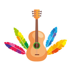 Poster - guitar with exotic feathers isolated icon