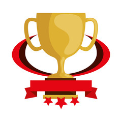 Poster - cup trophy award with ribbon and stars