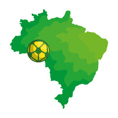 Sticker - sport ball soccer with map of brazil