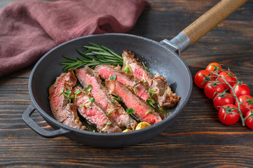 Wall Mural - Beef steak in the frying pan