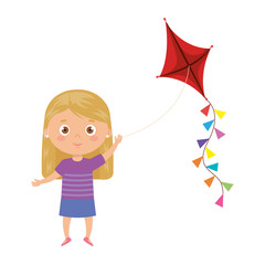 Wall Mural - cute little girl with kite isolated icon