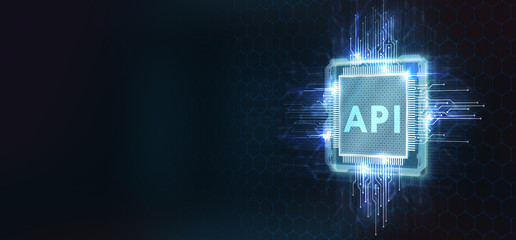 API - Application Programming Interface. Software development tool. Business, modern technology, internet and networking concept
