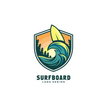 Surfboard Logo Vector Premium