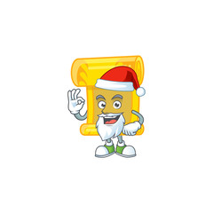 Poster - A picture of Santa chinese gold scroll mascot picture style with ok finger