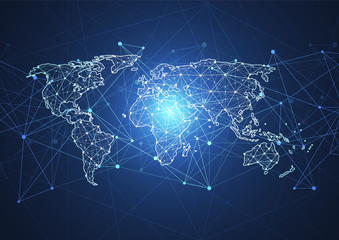 Global network connection. World map point and line composition concept of global business. Vector Illustration