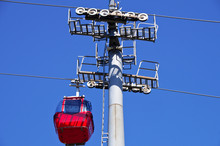 Low Angle View Of Overhead Cable Car Against Sky