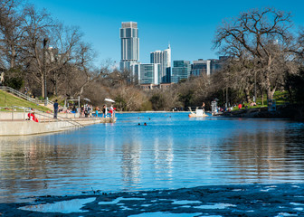 Barton Springs with Austin Skyline