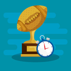 Poster - ball american football trophy with chronometer