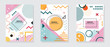 © hero mujahid - Memphis style covers set with geometric shapes and patterns. Abstract shapes compositions. Perfect for ad, invitation, presentation Isolated Vector illustration