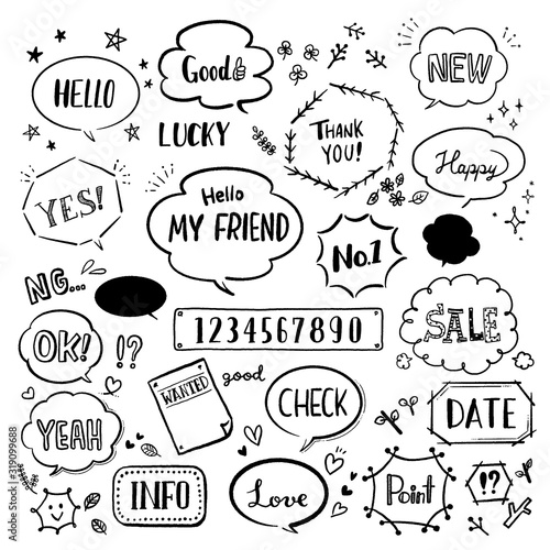 インク風手書き吹き出しセット モノクロ Buy This Stock Vector And Explore Similar Vectors At Adobe Stock Adobe Stock