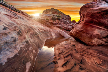 the mesmerizing red rock layers and formations of the desert landscape at the valley of fire state p