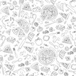 Pizza seamless pattern. Useful for restaurant identity, packaging, menu design and interior decorating