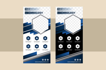Wall Mural - Blue hexagon roll up business banner design vertical template vector, cover presentation abstract geometric background, modern publication display and flag-banner, layout in rectangle