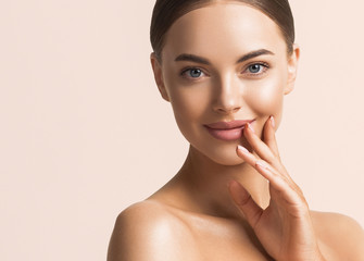 woman beauty face healthy skin natural make up