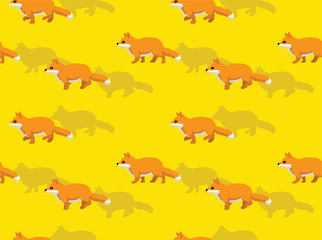 Wall Mural - Fox Walking Cute Cartoon Vector Seamless Background Wallpaper-01