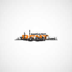 Poster - Heavy trucks and factory, equipment rental.