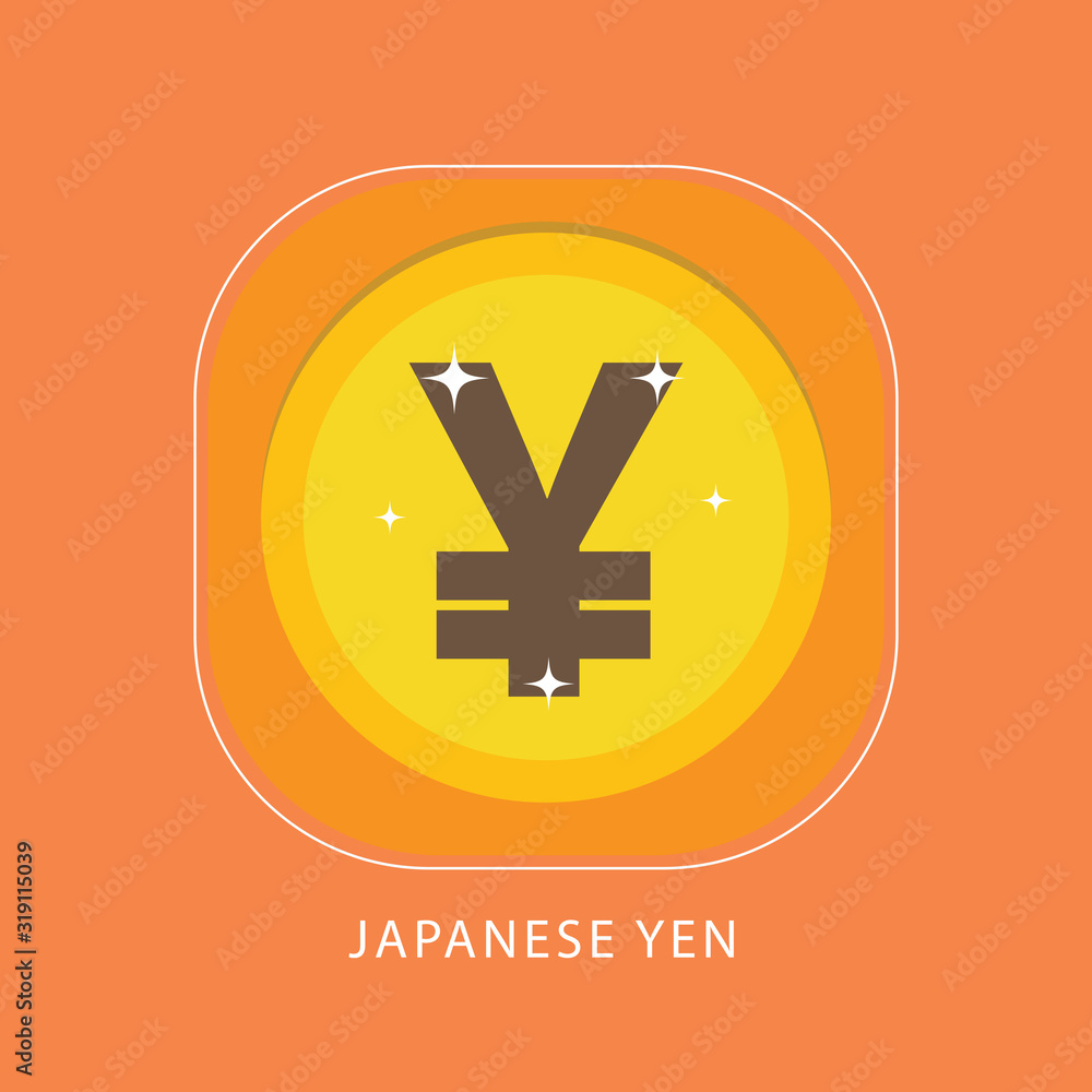 Yen symbol on gold coin flat style Stock Vector | Adobe Stock